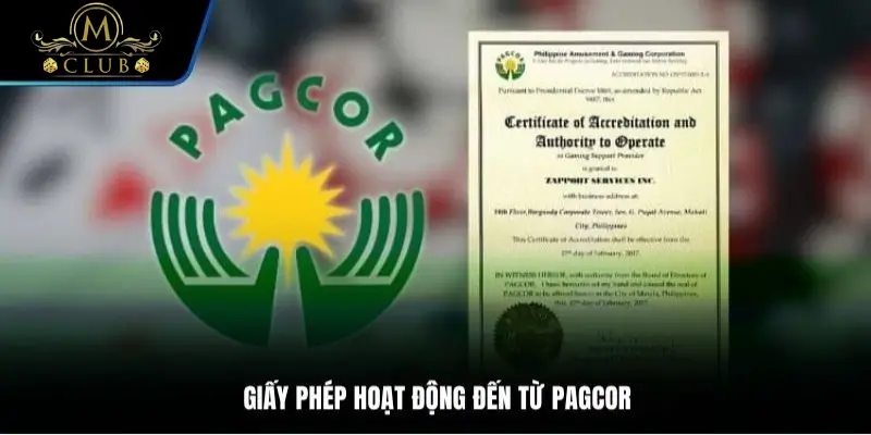 Giấy phép hoạt đông đến từ PAGCOR